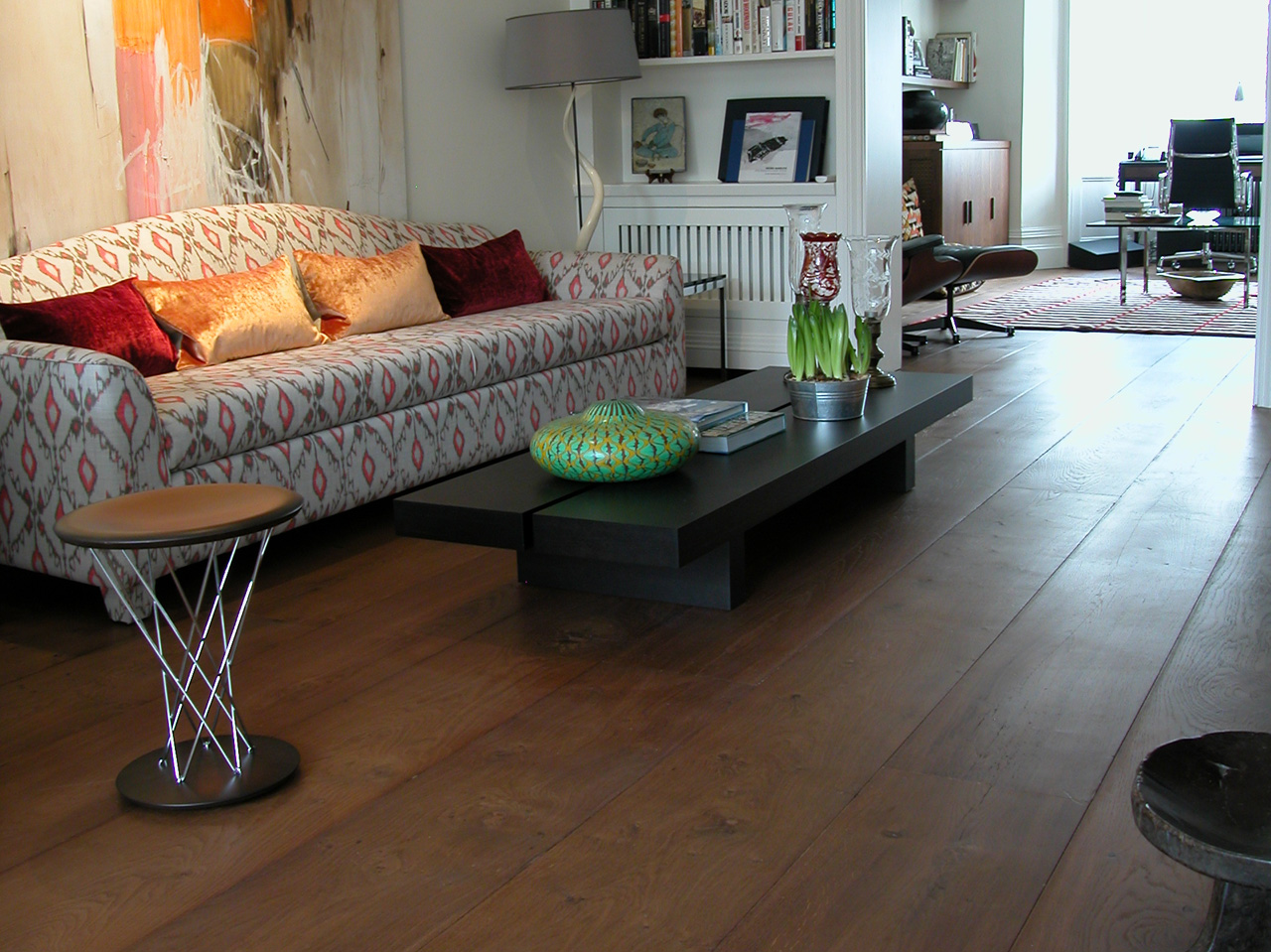 Wooden flooring, Baked Oak, Wide Planks in sitting room