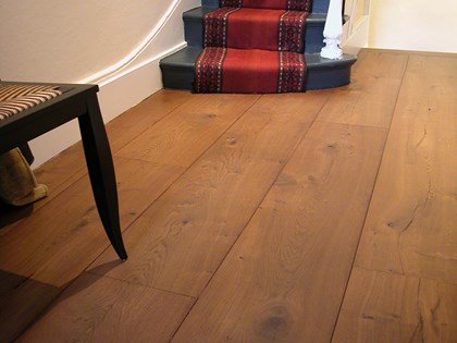 Wooden flooring, Baked Oak, Wide Planks in hallway