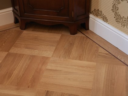 Wooden flooring, Ratio Pattern Prime Grade Oak Parquet with Walnut Inlay